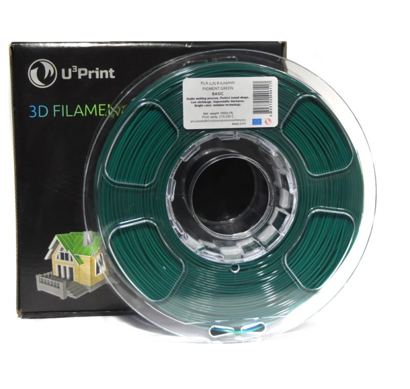 Фотография нить для 3D-принтера PLA basic пластик U3Print pigment green (т.зеленый)